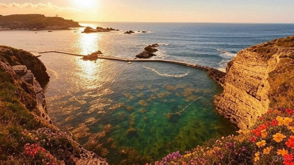 Bude sea pool at sunset
